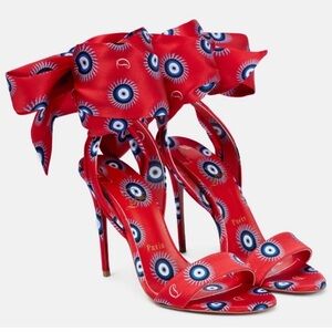 NWT CHRISTIAN LOUBOUTIN  Sandale Du Desert 100 Printed Satin Sandals Size 35